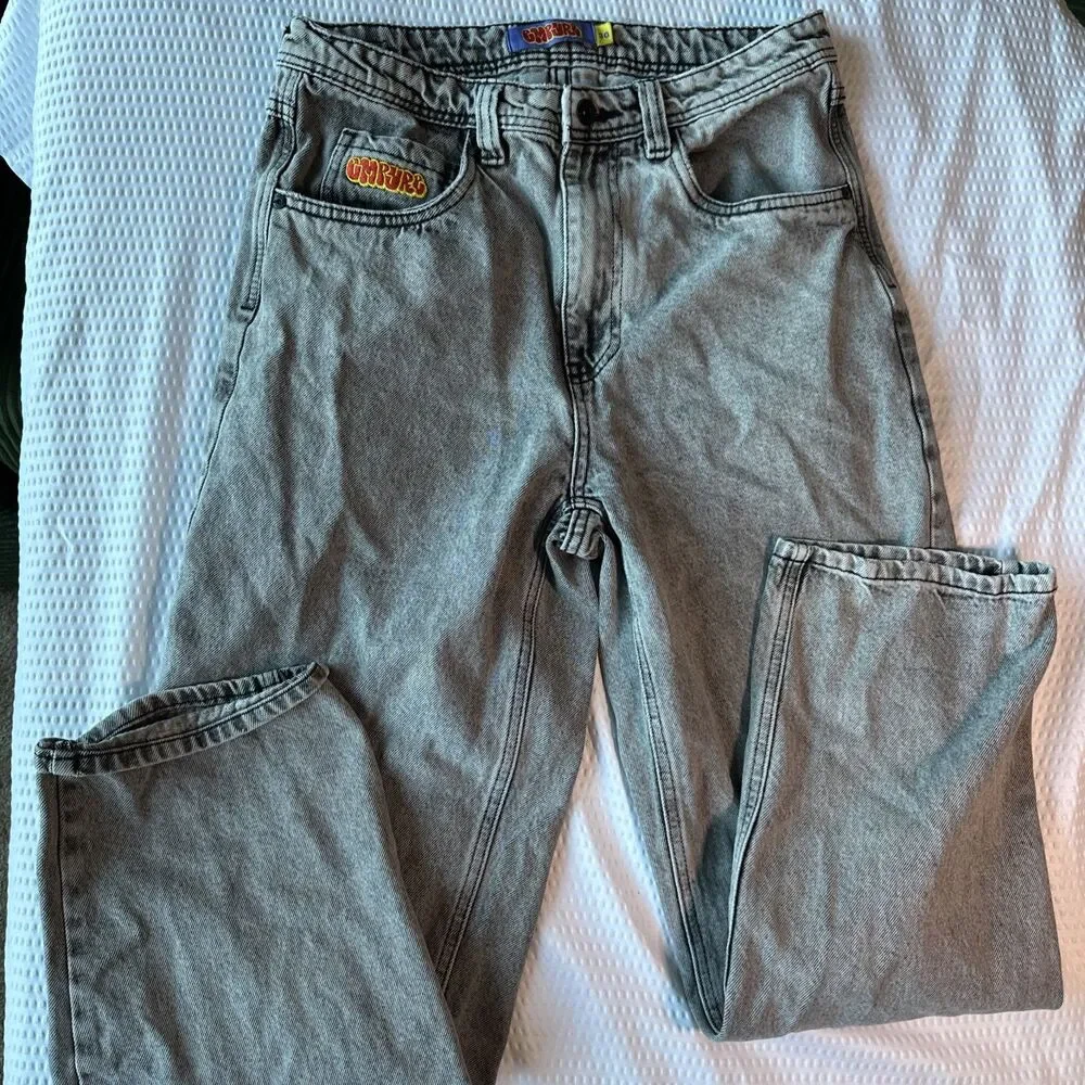 Empire Relaxed baggy jean black Distressed denim Mens size 30Wide Leg